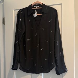 Maurices Black Shirt with Cocktail Pattern
